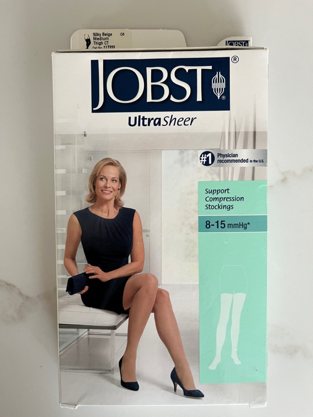 JOBST UltraSheer Support Compression Stockings - Thigh High Silky Beige Medium